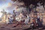 Charles Amedee Philippe Van Loo The Favorite Sultana with her Women,Served by Black and White Eunuchs oil painting